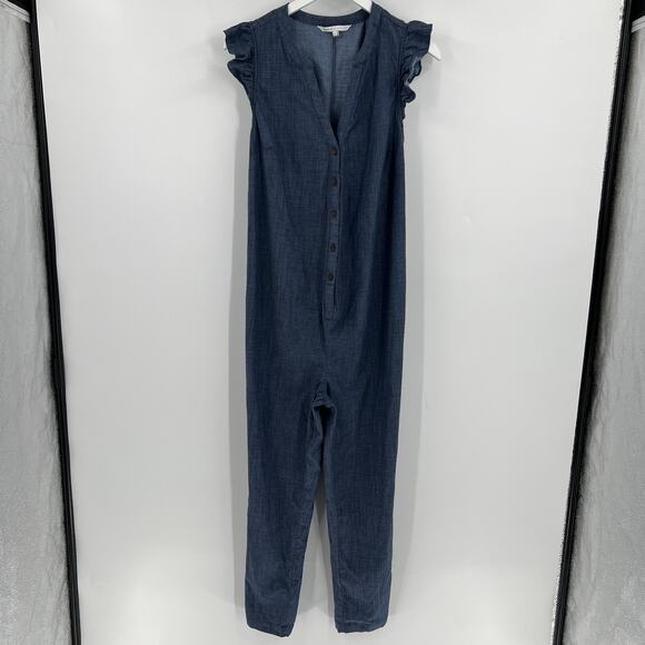 The Nines By Hatch Button Chambray Denim Jumpsuit Maternity Women’s Size Small - Picture 4 of 11